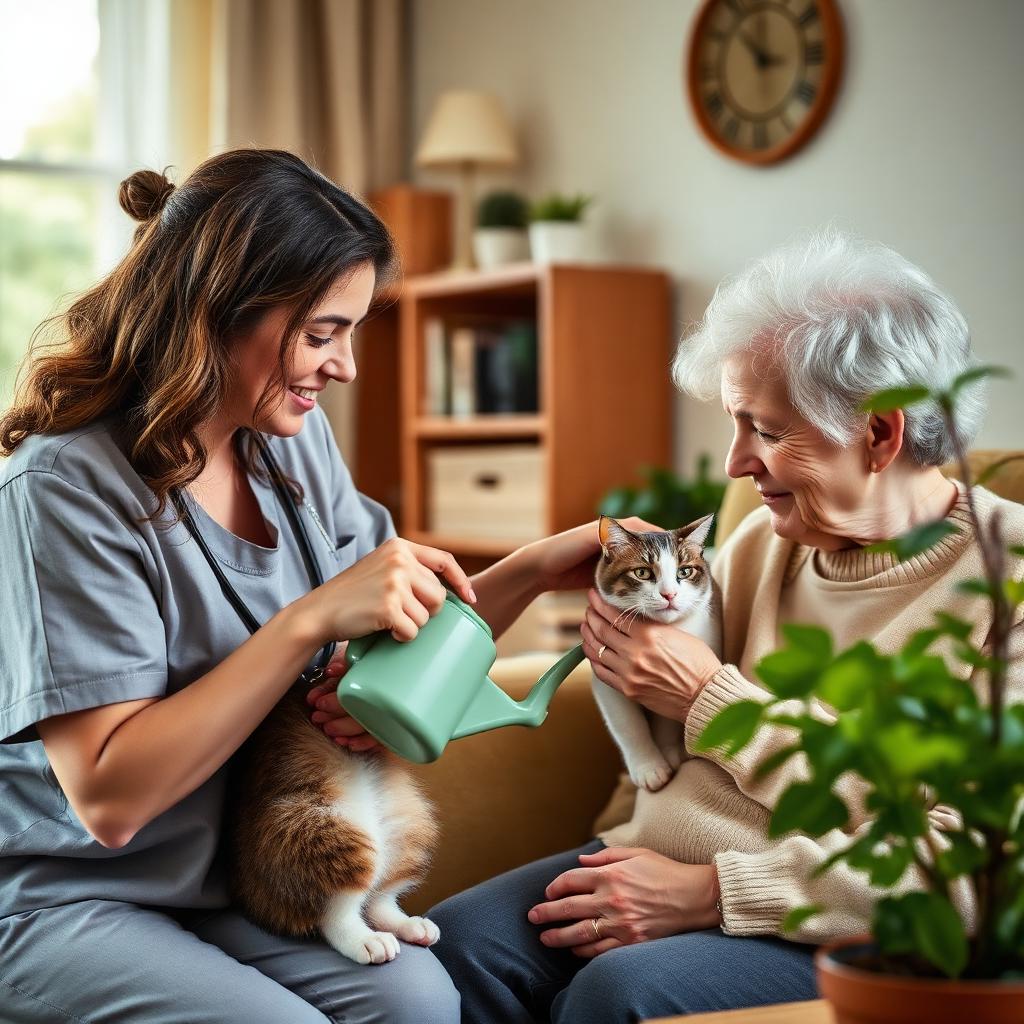 Economia domestica organizza la casa di una persona anziana